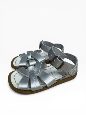 Salt Water Sandals Original Silver Leather Waterproof Buckle Sandals Toddler 6
